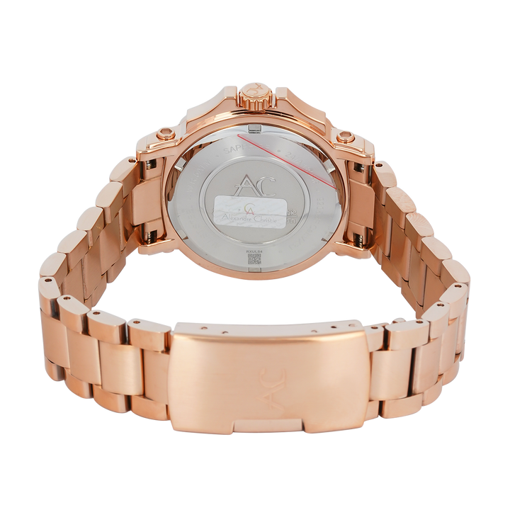 Jam Tangan Alexandre Christie Collection AC 9205 BFBRGGNDR Women Green Dial Rose Gold Stainless Steel Strap