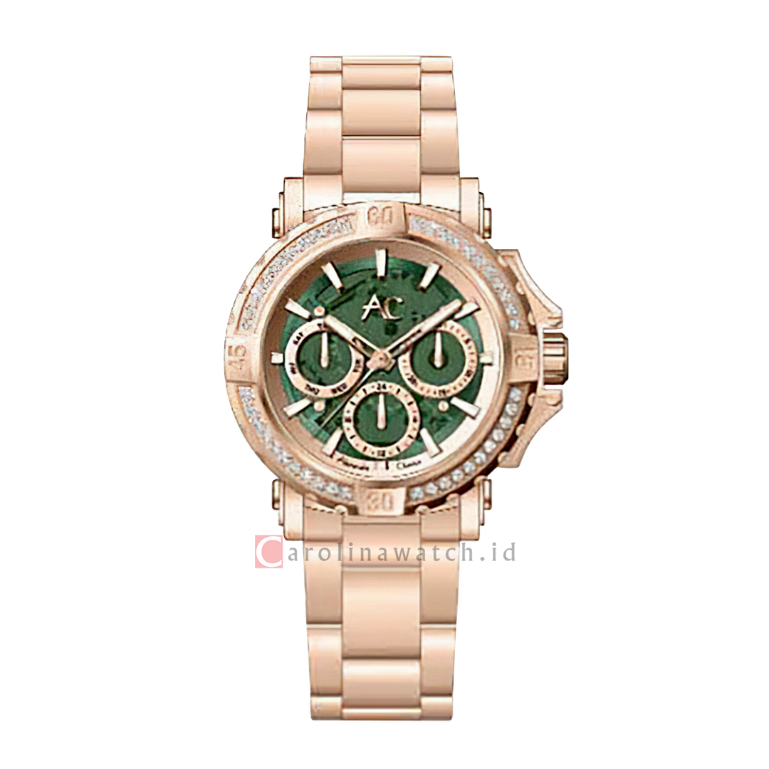 Jam Tangan Alexandre Christie Collection AC 9205 BFBRGGNDR Women Green Dial Rose Gold Stainless Steel Strap