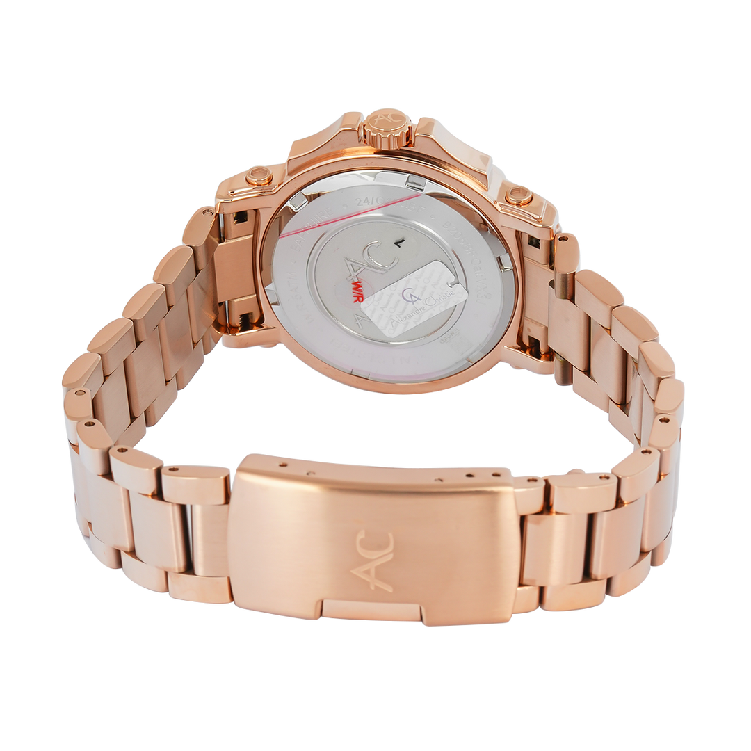 Jam Tangan Alexandre Christie Collection AC 9205 BFBRGLDDR Women Red Dial Rose Gold Stainless Steel Strap