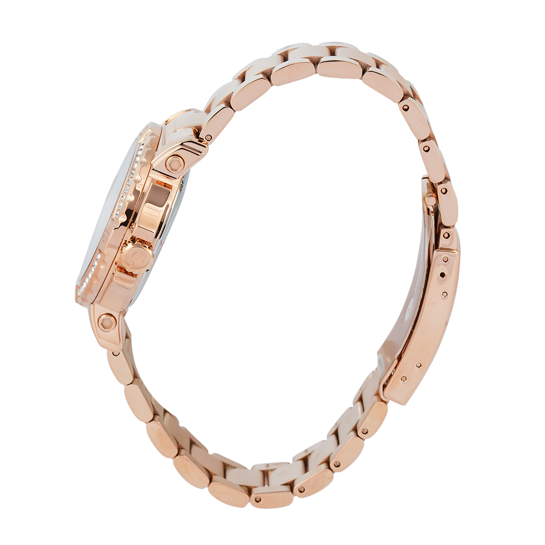 Jam Tangan Alexandre Christie Collection AC 9205 BFBRGLKDR Women Purple Dial Rose Gold Stainless Steel Strap