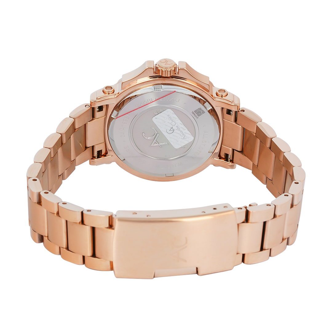 Jam Tangan Alexandre Christie Collection AC 9205 BFBRGLKDR Women Purple Dial Rose Gold Stainless Steel Strap