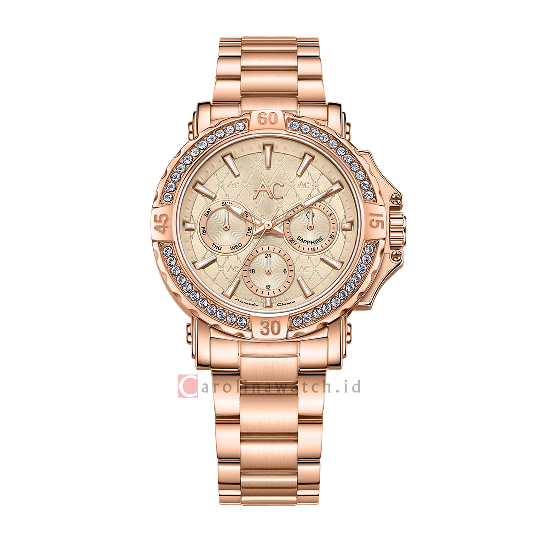 Jam Tangan Alexandre Christie Collection AC 9205 BFBRGLNDR Women Rose Gold Dial Rose Gold Stainless Steel Strap