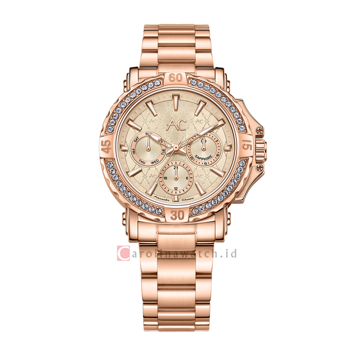 Jam Tangan Alexandre Christie Collection AC 9205 BFBRGLNDR Women Rose Gold Dial Rose Gold Stainless Steel Strap