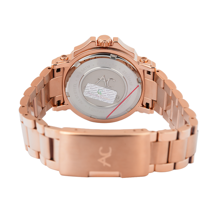 Jam Tangan Alexandre Christie Collection AC 9205 BFBRGPNDR Women Pink Dial Rose Gold Stainless Steel Strap