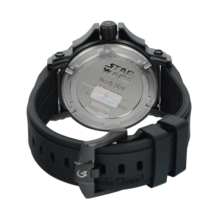 Jam Tangan Alexandre Christie AC 9205 MARDS1 Men Death Star Wars Black Dial Black Premium Rubber Strap Strap Limited Edition