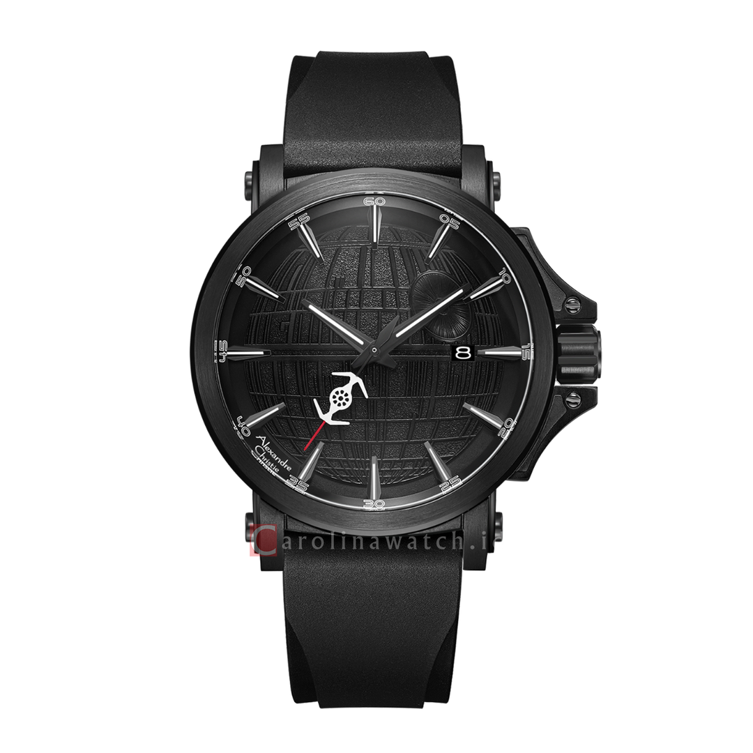 Jam Tangan Alexandre Christie AC 9205 MARDS1 Men Death Star Wars Black Dial Black Premium Rubber Strap Strap Limited Edition