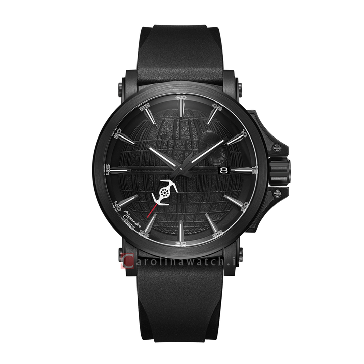 Jam Tangan Alexandre Christie AC 9205 MARDS1 Men Death Star Wars Black Dial Black Premium Rubber Strap Strap Limited Edition