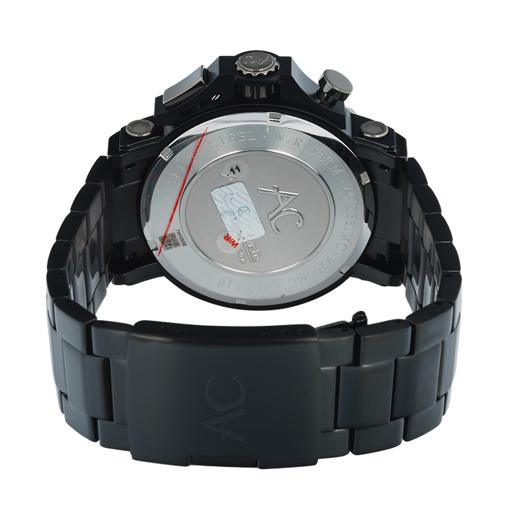 Jam Tangan Alexandre Christie AC 9205 MCBEPBA Men Black Dial Black Stainless Steel Strap