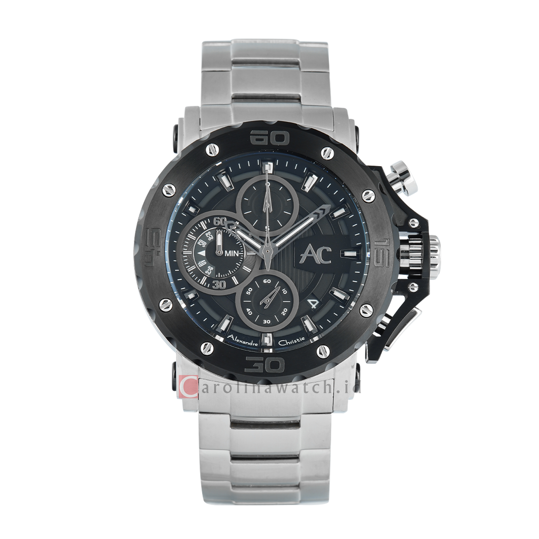 Jam Tangan Alexandre Christie AC 9205 MCBTBBA Men Black Dial Stainless Steel Strap