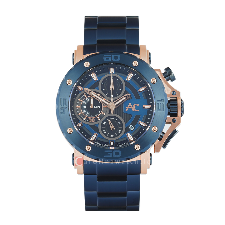Jam Tangan Alexandre Christie AC 9205 MCBURBU Men Blue Dial Blue Stainless Steel Strap