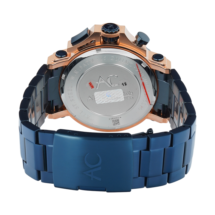 Jam Tangan Alexandre Christie AC 9205 MCBURBU Men Blue Dial Blue Stainless Steel Strap