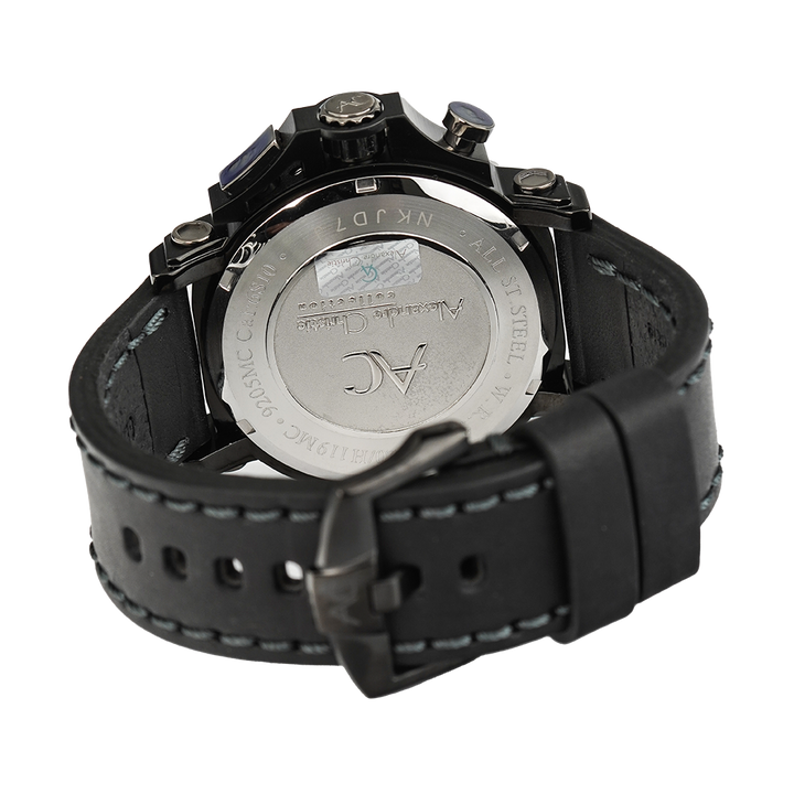 Jam Tangan Alexandre Christie AC 9205 MCLEPBA Men Black Dial Black Leather Strap