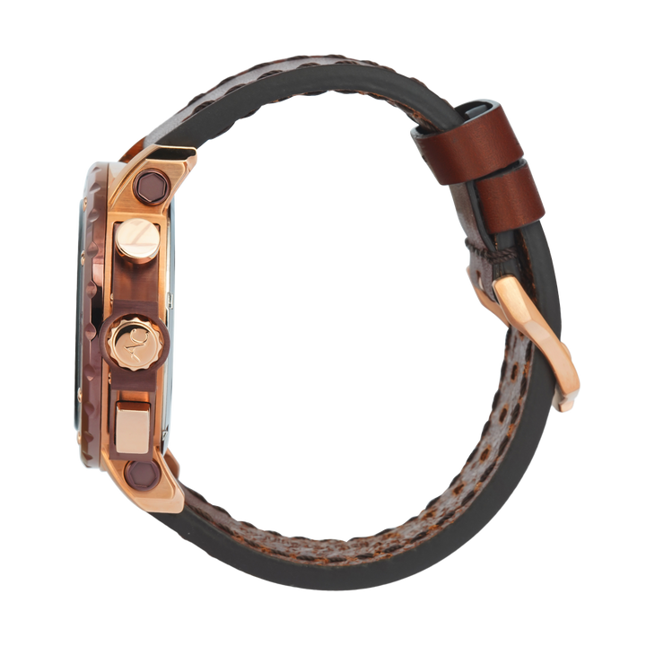 Jam Tangan Alexandre Christie Chronograph AC 9205 MCLROBO Men Brown Dial Brown Leather Strap