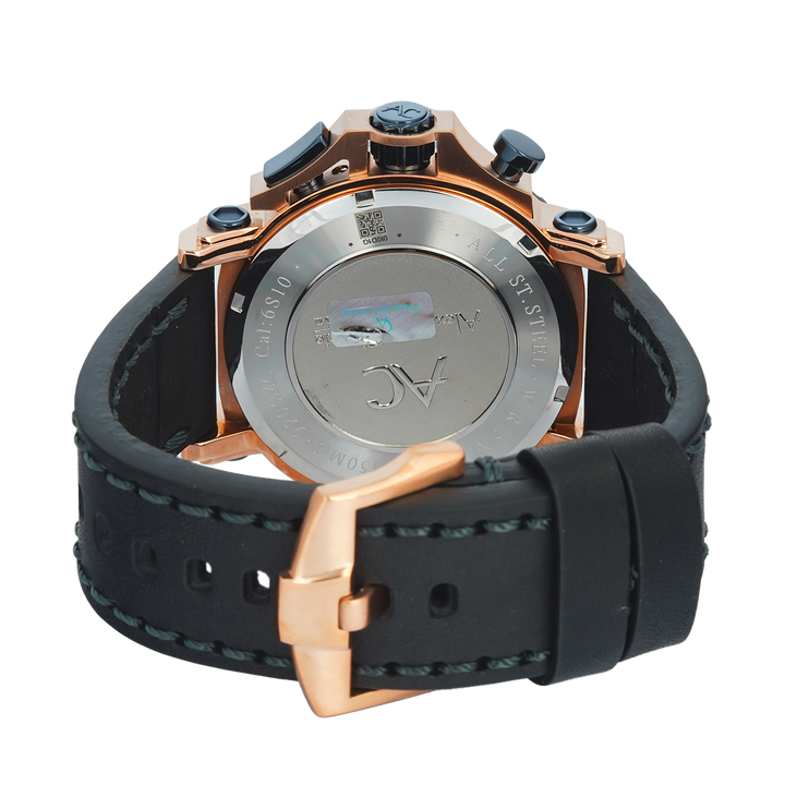 Jam Tangan Alexandre Christie  AC 9205 MCLURBU Men Black Dial Black Leather Strap