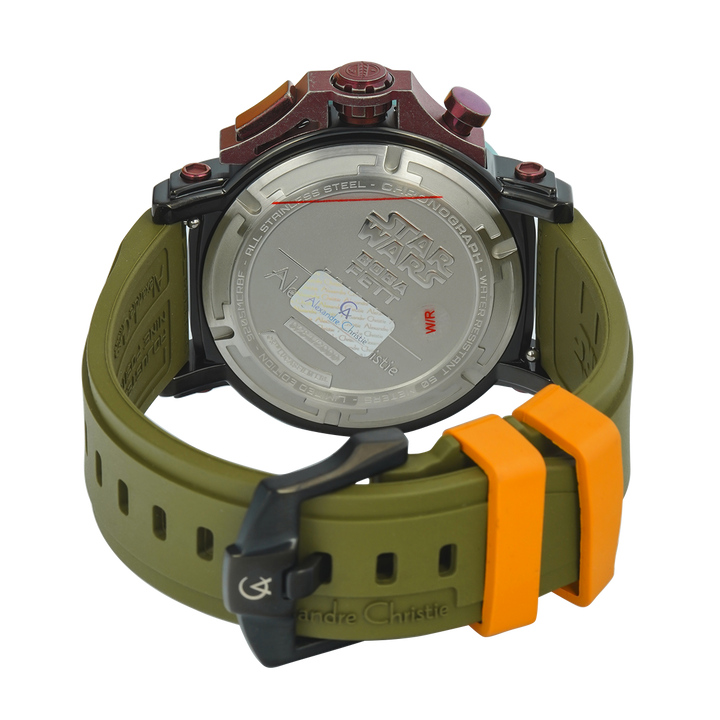 Jam Tangan Alexandre Christie X Star Wars AC 9205 MCRBF1 Men Boba Fett Edition Analog Dial Green Rubber Strap Limited Edition