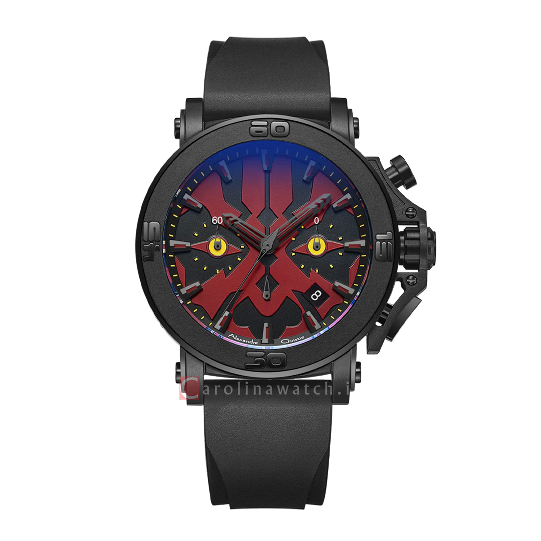 Jam Tangan Alexandre Christie X Star Wars AC 9205 MCRDM1 Darth Maul Men Black and Red Dial Black Premium Rubber Strap Limited Edition