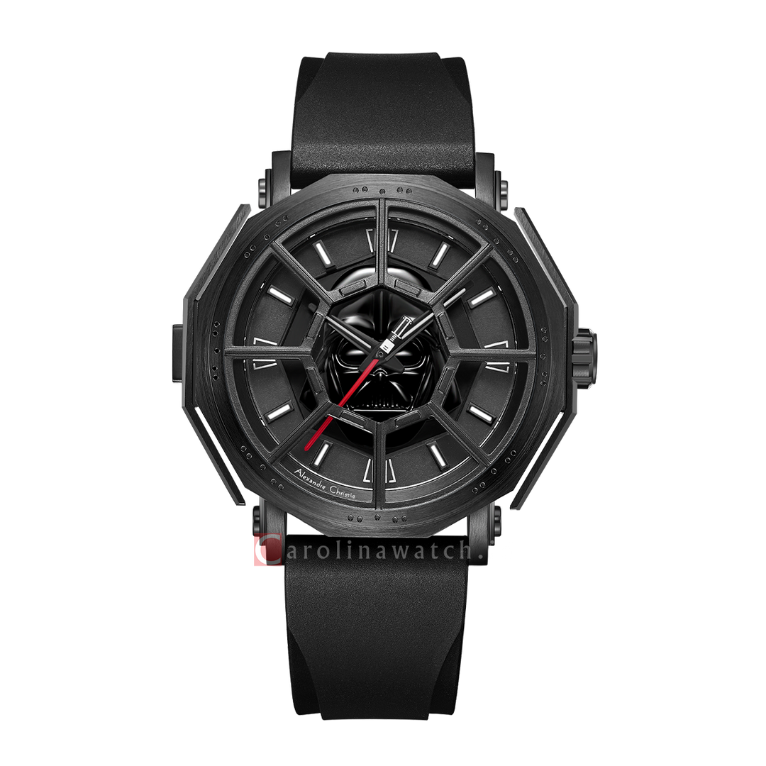 Jam Tangan Alexandre Christie AC 9205 MHRDV1 Men Darth Vader Star Wars Black Dial Black Premium Rubber Strap Strap Limited Edition