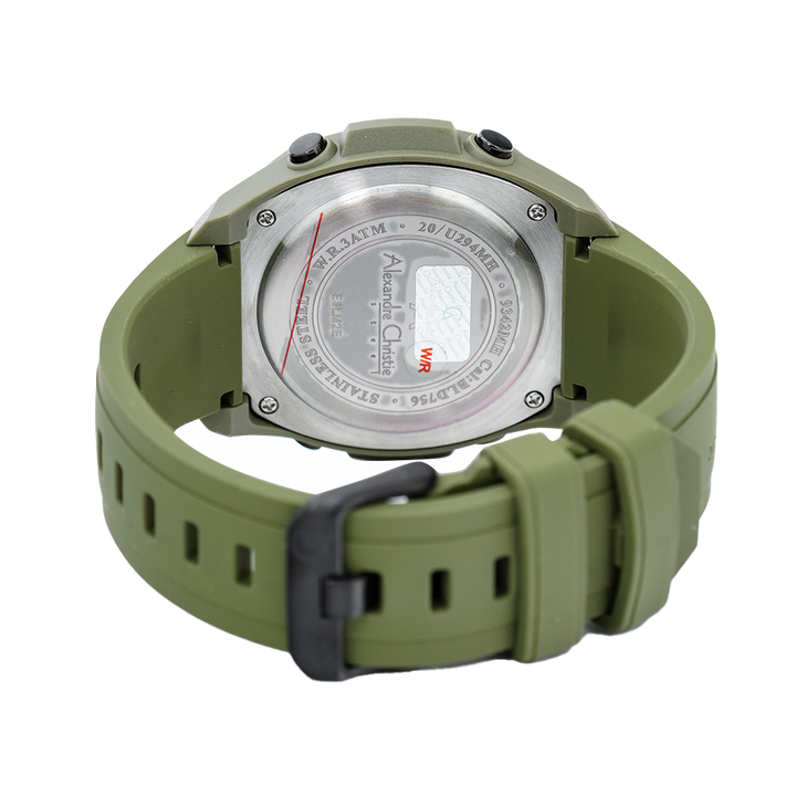 Jam Tangan Alexandre Christie DIGI AC 9342 MHRIGBAGN Men Digital Dial Green Rubber Strap