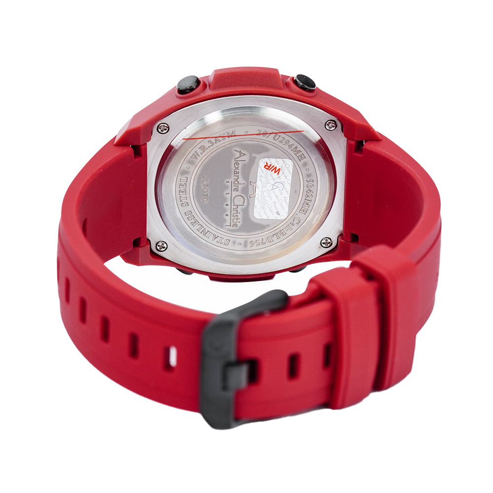 Jam Tangan Alexandre Christie DIGI AC 9342 MHRIGBARE Men Digital Dial Red Rubber Strap