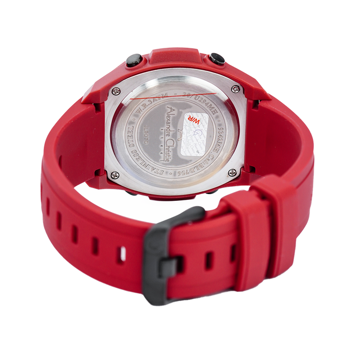 Jam Tangan Alexandre Christie DIGI AC 9342 MHRIGBARE Men Digital Dial Red Rubber Strap