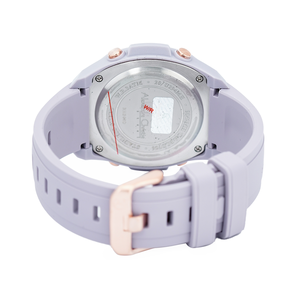 Jam Tangan Alexandre Christie DIGI AC 9342 MHRRGBALP Men Digital Dial Light Purple Rubber Strap