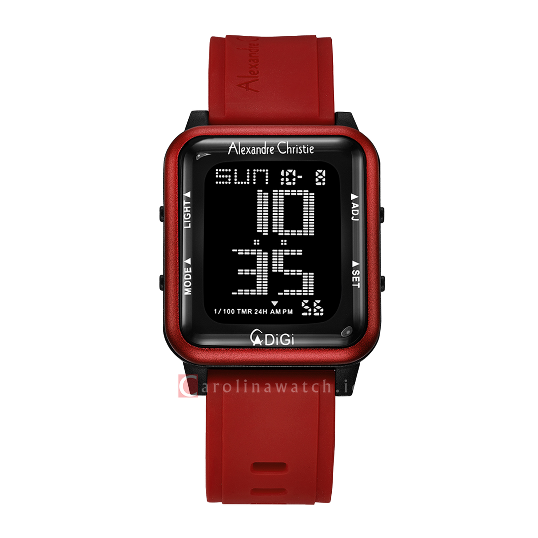 Jam Tangan Alexandre Christie AC 9344 MHRREBA Men Digital Dial Red Rubber Strap