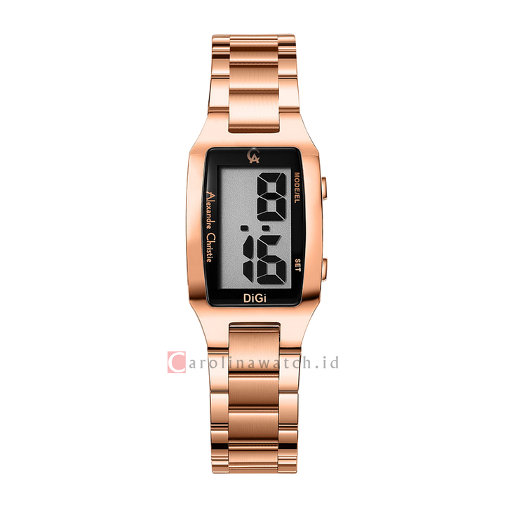 Jam Tangan Alexandre Christie Digi AC 9345 LHBRGSL Women Digital Dial Rose Gold Stainless Steel Strap