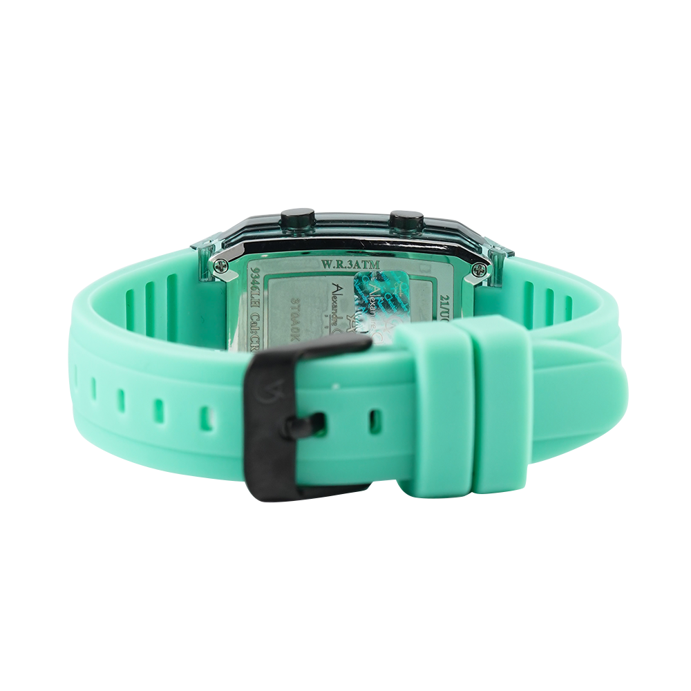 Jam Tangan Alexandre Christie Digi AC 9346 LHRIPBAGN Women Digital Dial Light Green Rubber Strap