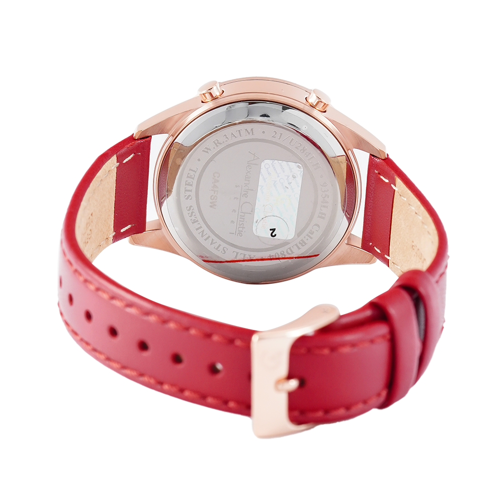 Jam Tangan Alexandre Christie Digi AC 9354 LHLRGBARE Women Digital Dial Red Leather Strap