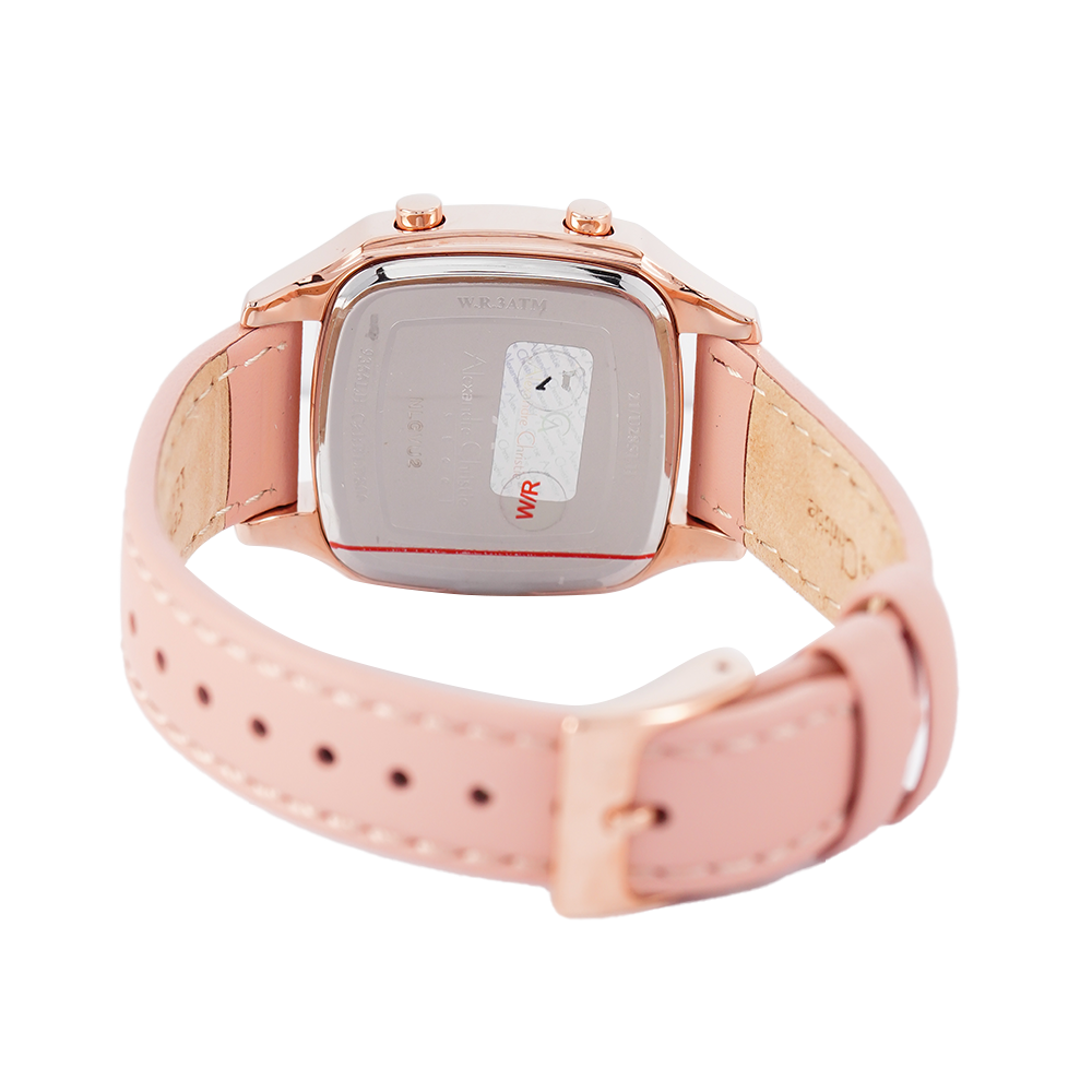 Jam Tangan Alexandre Christie Digi AC 9355 LHLRGBAPN Women Digital Dial Pink Leather Strap