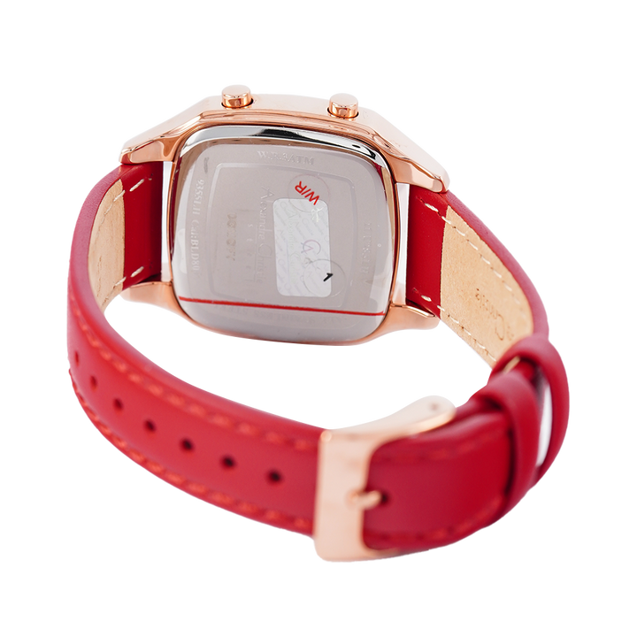 Jam Tangan Alexandre Christie Digi AC 9355 LHLRGBARE Women Digital Dial Red Leather Strap