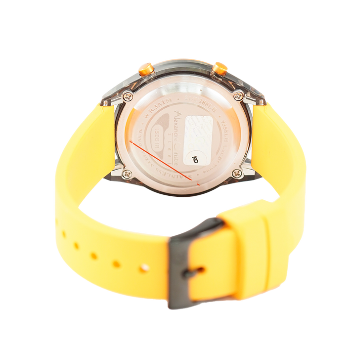 Jam Tangan Alexandre Christie AC 9358 LHRIPBAYL Women Digital Dial Yellow Rubber Strap