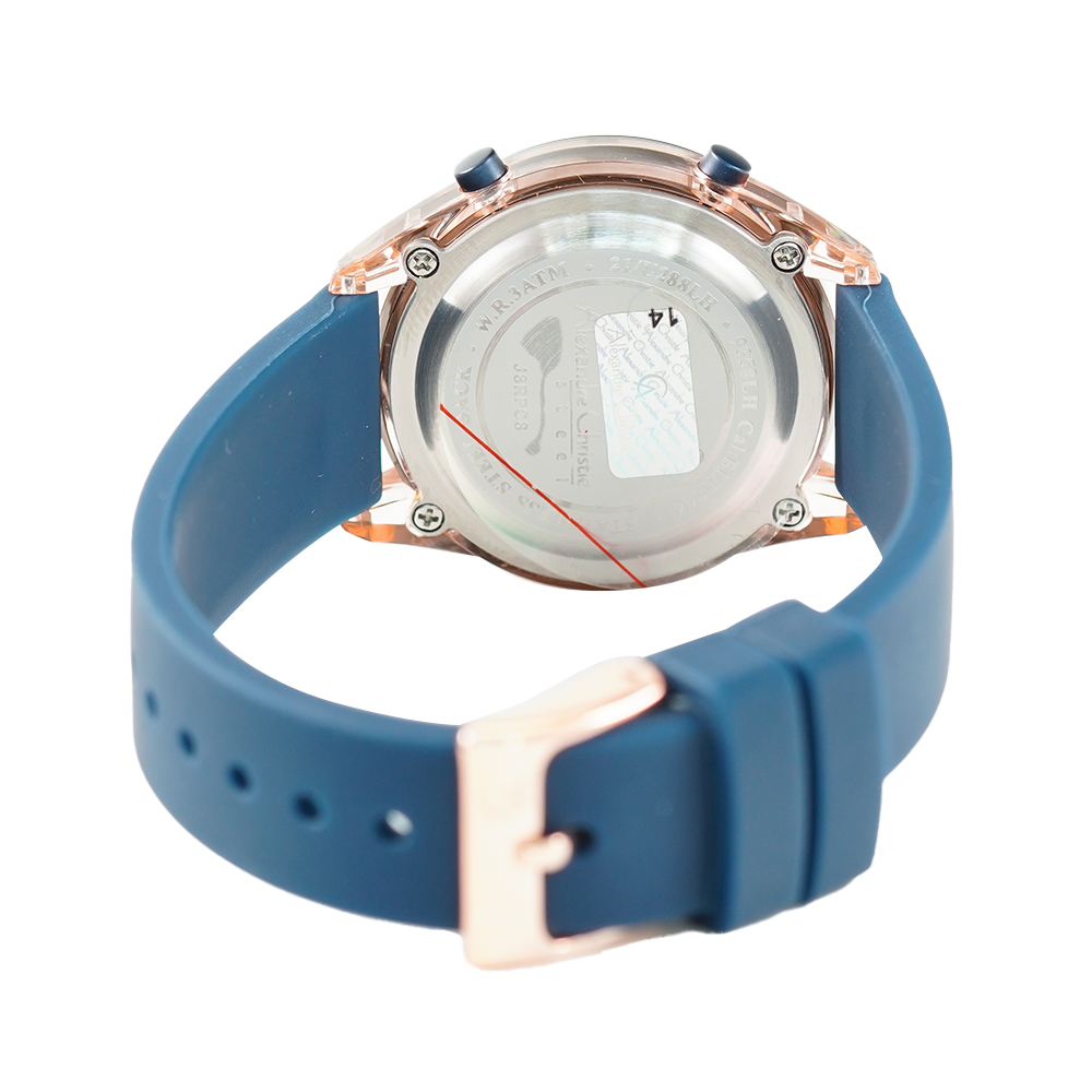 Jam Tangan Alexandre Christie AC 9358 LHRRGBABU Women Digital Dial Blue Rubber Strap
