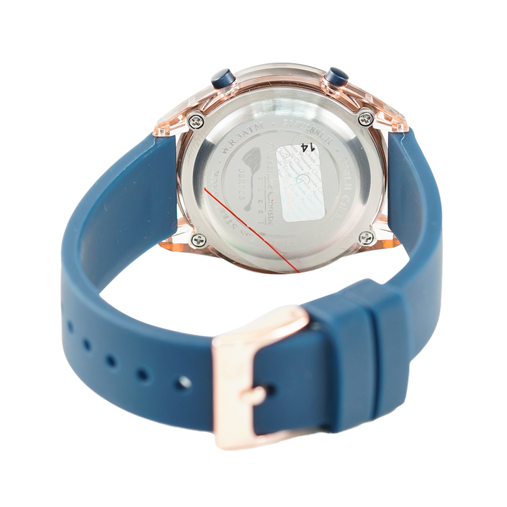 Jam Tangan Alexandre Christie AC 9358 LHRRGBABU Women Digital Dial Blue Rubber Strap