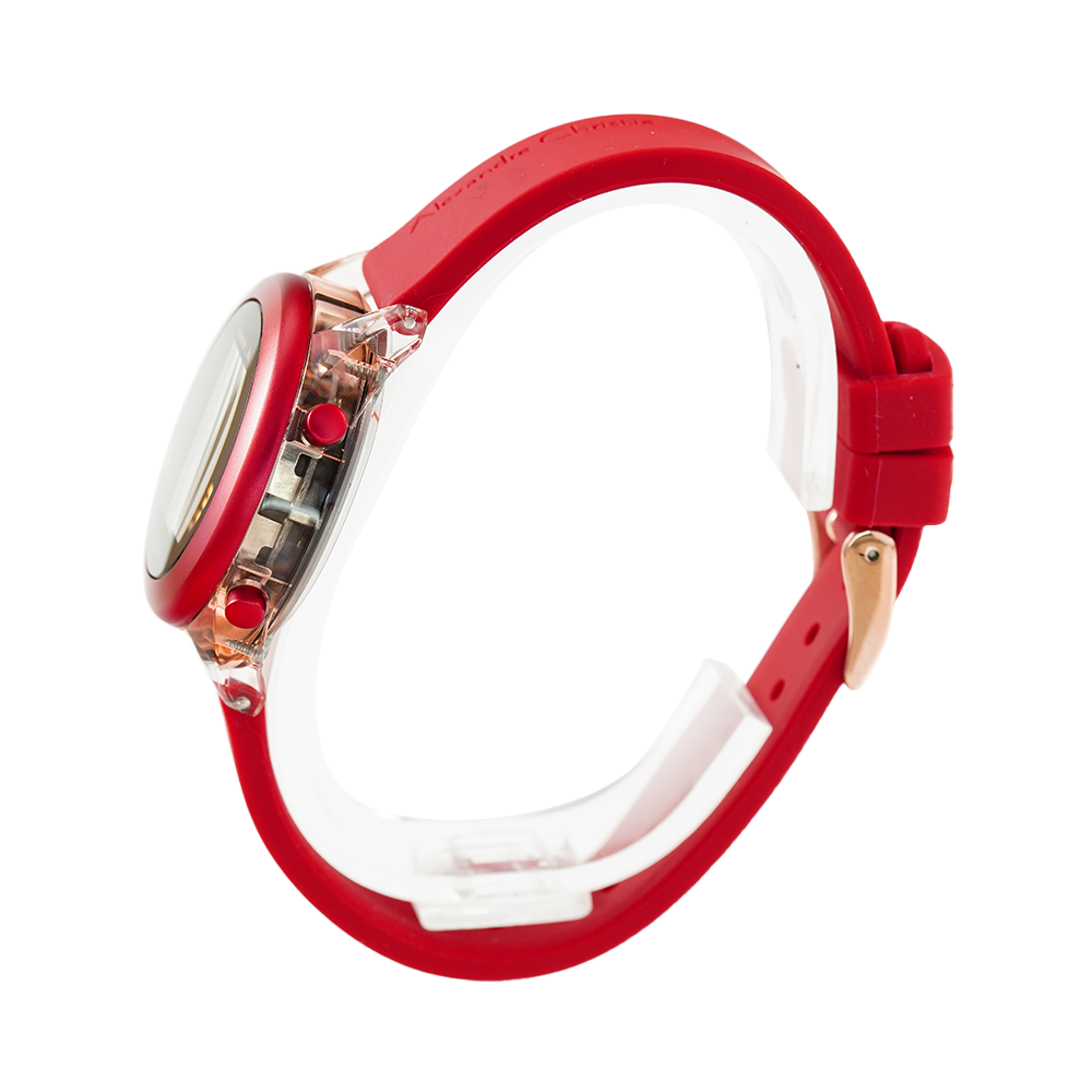 Jam Tangan Alexandre Christie AC 9358 LHRRGBARE Women Digital Dial Red Rubber Strap