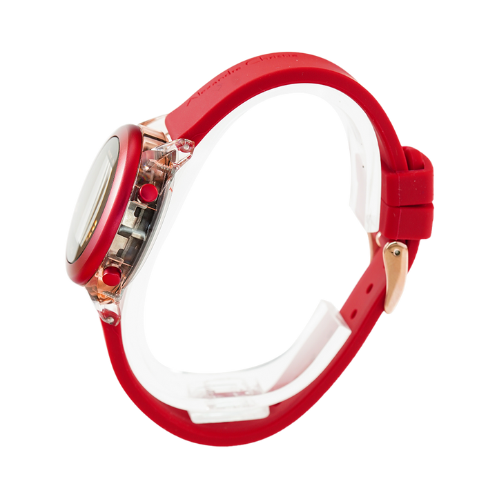 Jam Tangan Alexandre Christie AC 9358 LHRRGBARE Women Digital Dial Red Rubber Strap