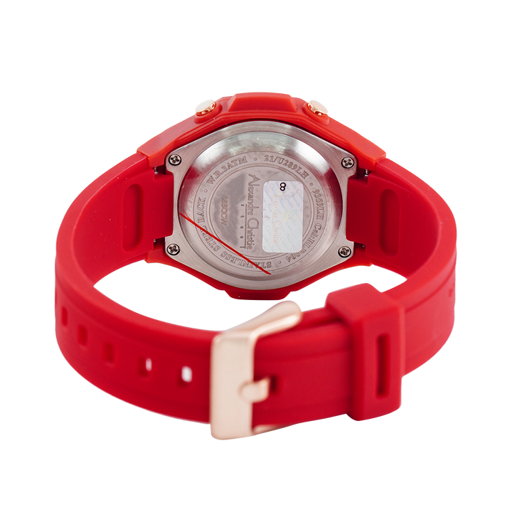 Jam Tangan Alexandre Christie AC 9359 LHRRGBARE Women Digital Dial Red Rubber Strap