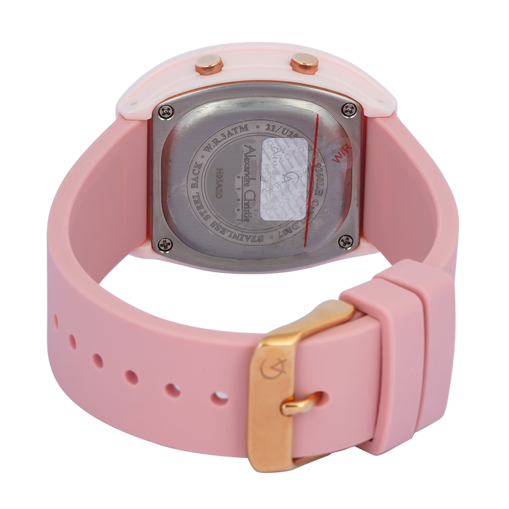 Jam Tangan Alexandre Christie DIGI AC 9360 LHRRGBAPN Women Digital Dial Pink Rubber Strap