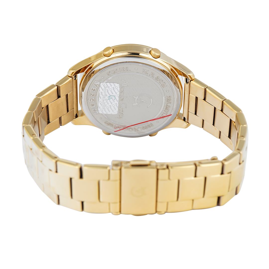 Jam Tangan Alexandre Christie DIGI AC 9363 LHBGPIVBA Women Digital Dial Gold Stainless Steel Strap