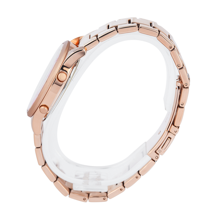 Jam Tangan Alexandre Christie DIGI AC 9363 LHBRGLK Women Rose Flower Motif Digital Dial Rose Gold Stainless Steel Strap