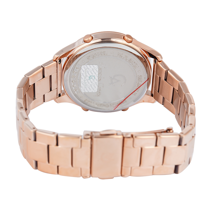 Jam Tangan Alexandre Christie DIGI AC 9363 LHBRGLK Women Rose Flower Motif Digital Dial Rose Gold Stainless Steel Strap