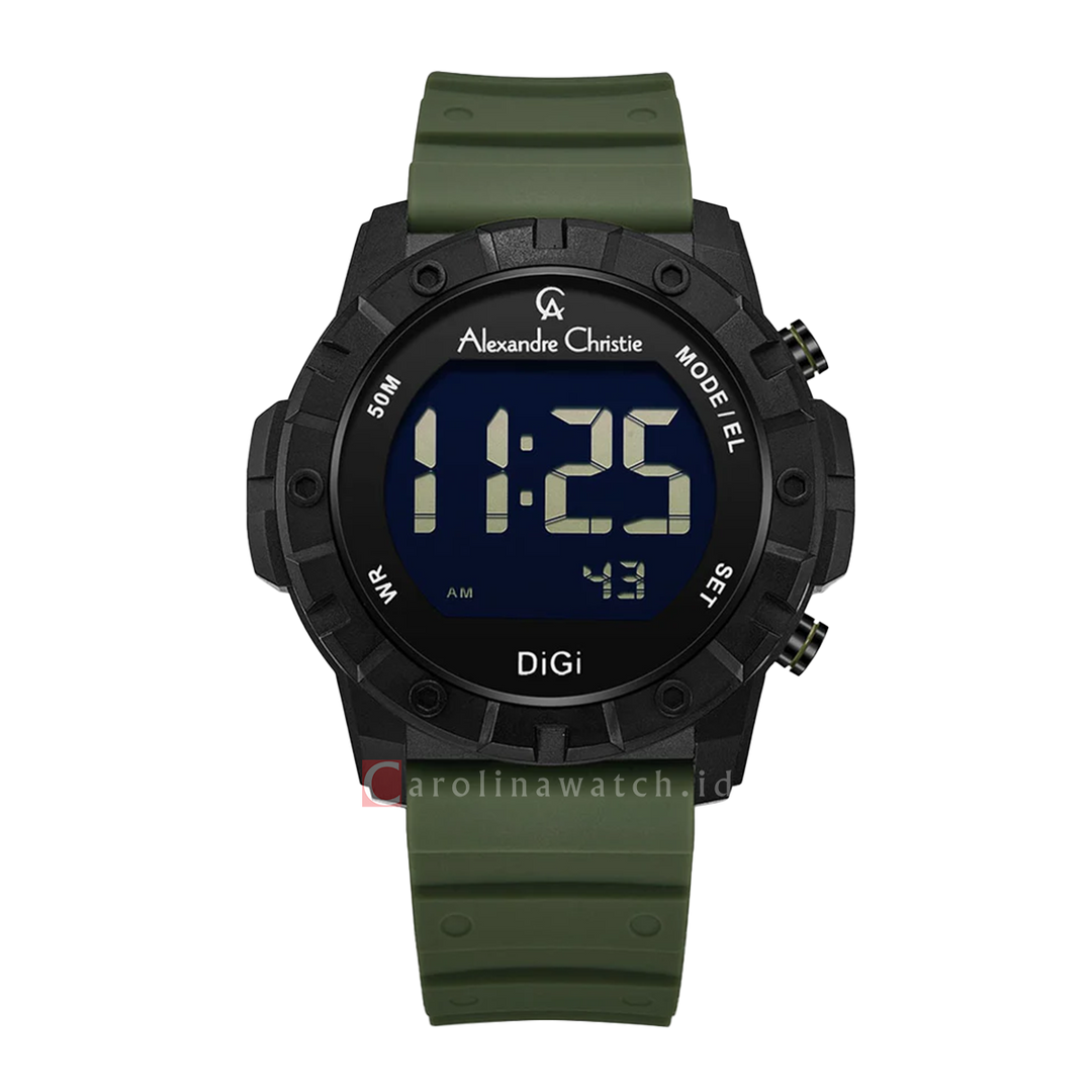 Jam Tangan Alexandre Christie Digi AC 9364 MHRIPBAGN Men Digital Dial Green Rubber Strap