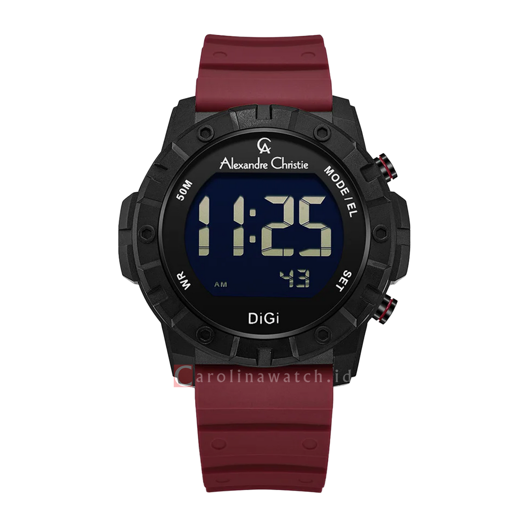 Jam Tangan Alexandre Christie Digi AC 9364 MHRIPBARE Men Digital Dial Red Rubber Strap