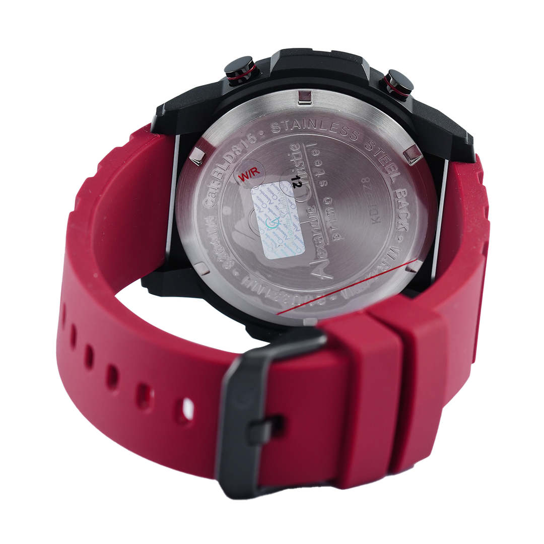 Jam Tangan Alexandre Christie Digi AC 9364 MHRIPBARE Men Digital Dial Red Rubber Strap