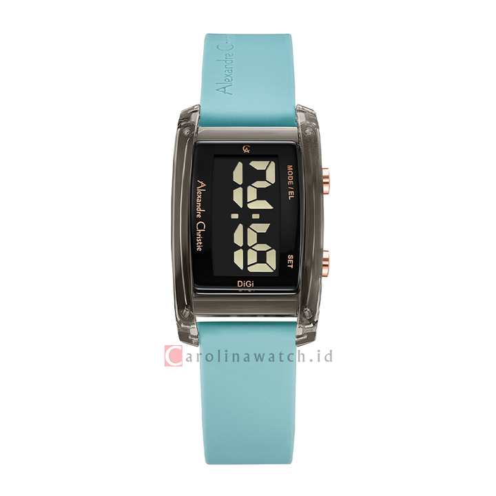 Jam Tangan Alexandre Christie AC 9366 LHRIPBALB Women Digital Dial Light Blue Rubber Strap