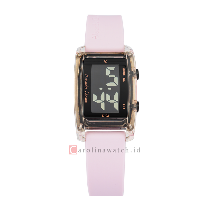 Jam Tangan Alexandre Christie AC 9366 LHRIPBAPNPN Women Digital Dial Pink Rubber Strap