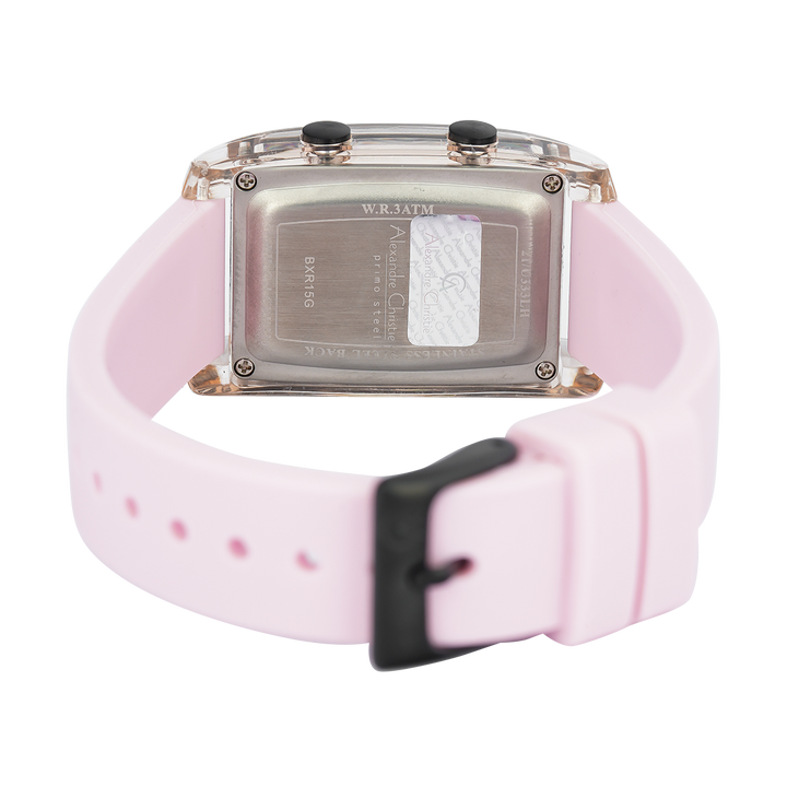 Jam Tangan Alexandre Christie AC 9366 LHRIPBAPNPN Women Digital Dial Pink Rubber Strap