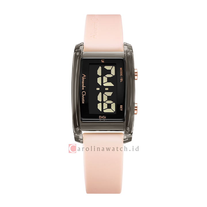 Jam Tangan Alexandre Christie AC 9366 LHRIPBAPN Women Digital Dial Light Pink Rubber Strap