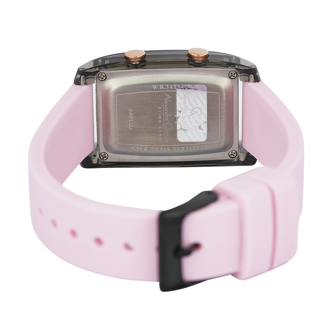 Jam Tangan Alexandre Christie AC 9366 LHRPNBAPN Women Digital Dial Pink Rubber Strap