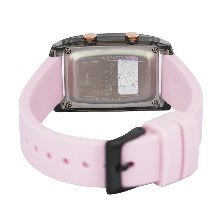 Jam Tangan Alexandre Christie AC 9366 LHRPNBAPN Women Digital Dial Pink Rubber Strap